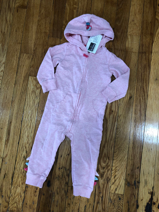 18 mo. Girls One-piece Pink With Hood Zip Up