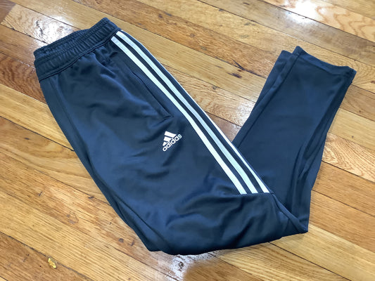 Medium Adidas Athletic Pants Black, White Tapered Leg Bottom Zip