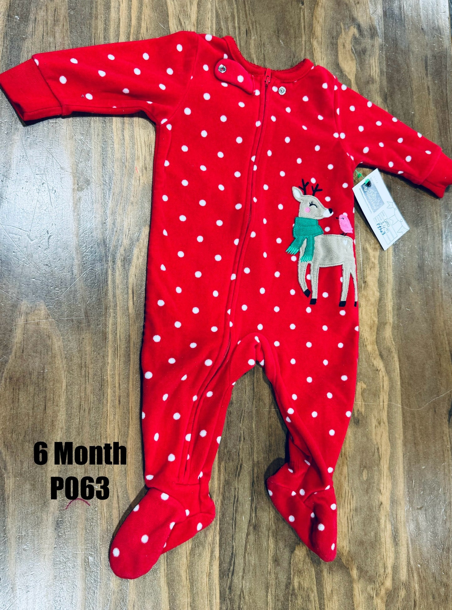 6 Month - Zipper Reindeer PJs