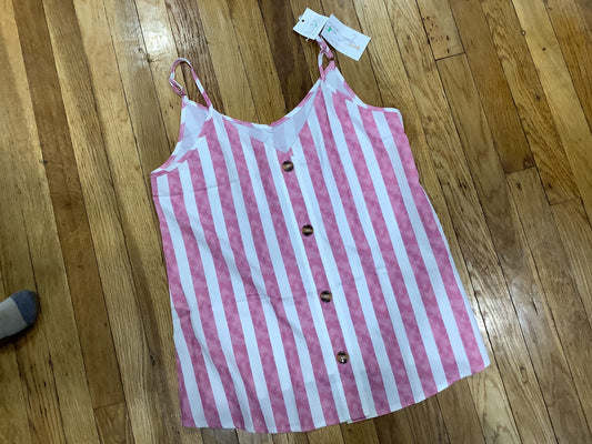 Large Women’s Tank Top, Pink/White Striped